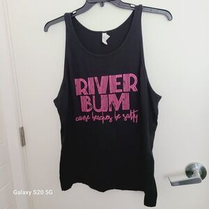 Bella Canvas River Bum Graphic‎ Tank Top Sleeveless Black Casual Size XL